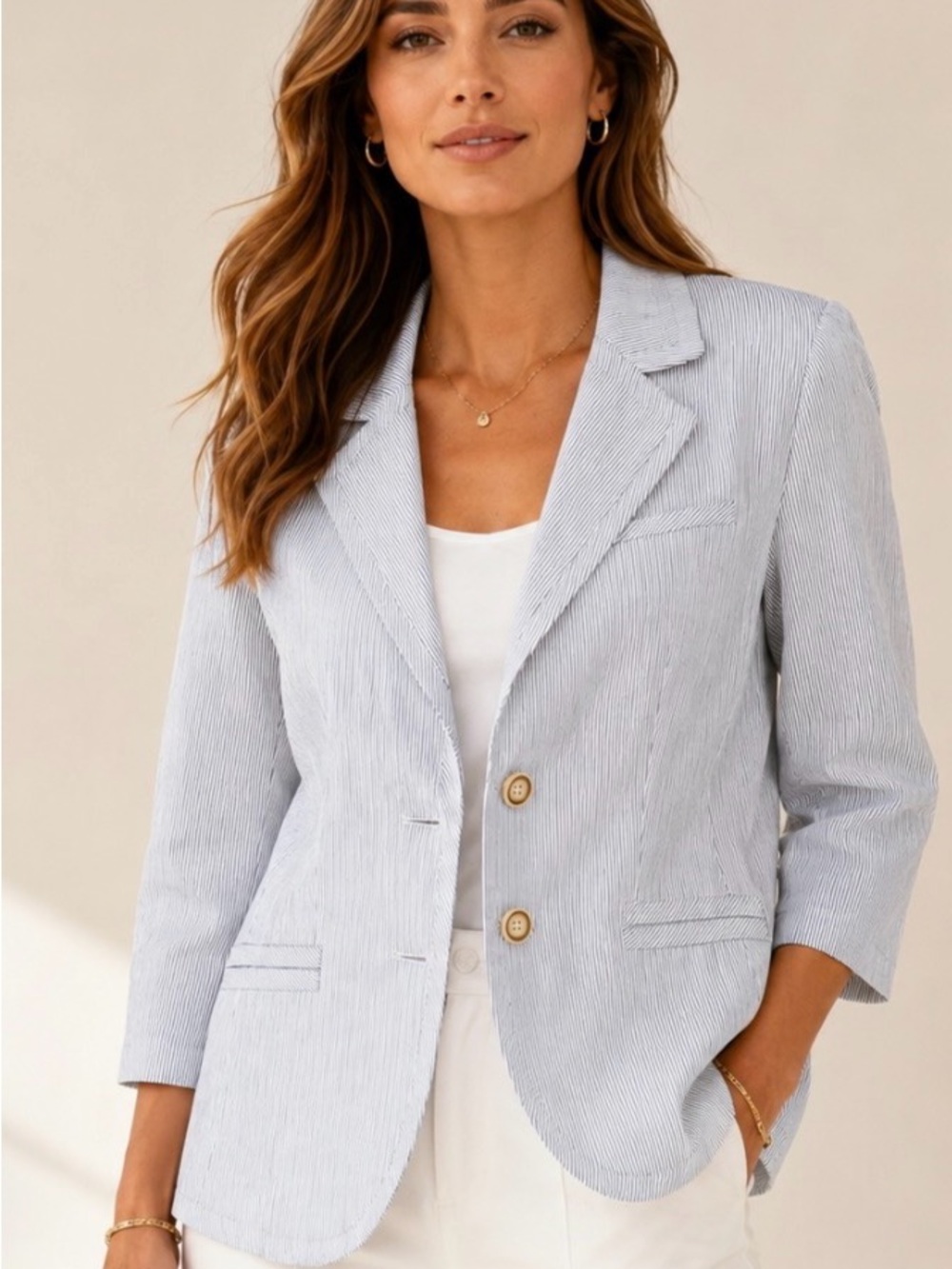 attention Light Blue Pinstripe Blazer Jacket